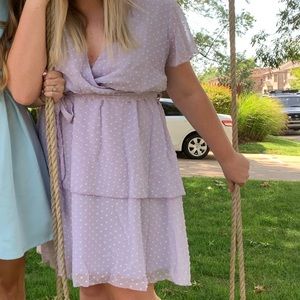 soft lavender dress extra large textured v-neck